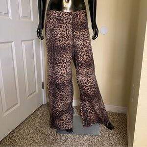 Dolls Kill Current Mood Leopard Wide Leg Jeans, Size Medium, NWT